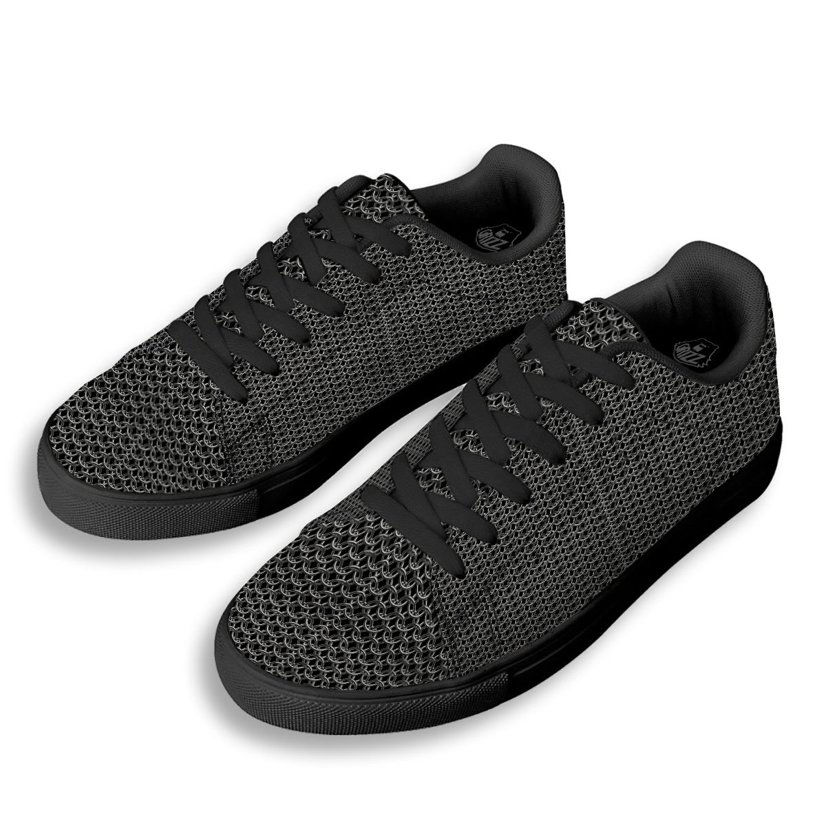 Chainmail Ring Print Black Low Top Sneakers-grizzshop