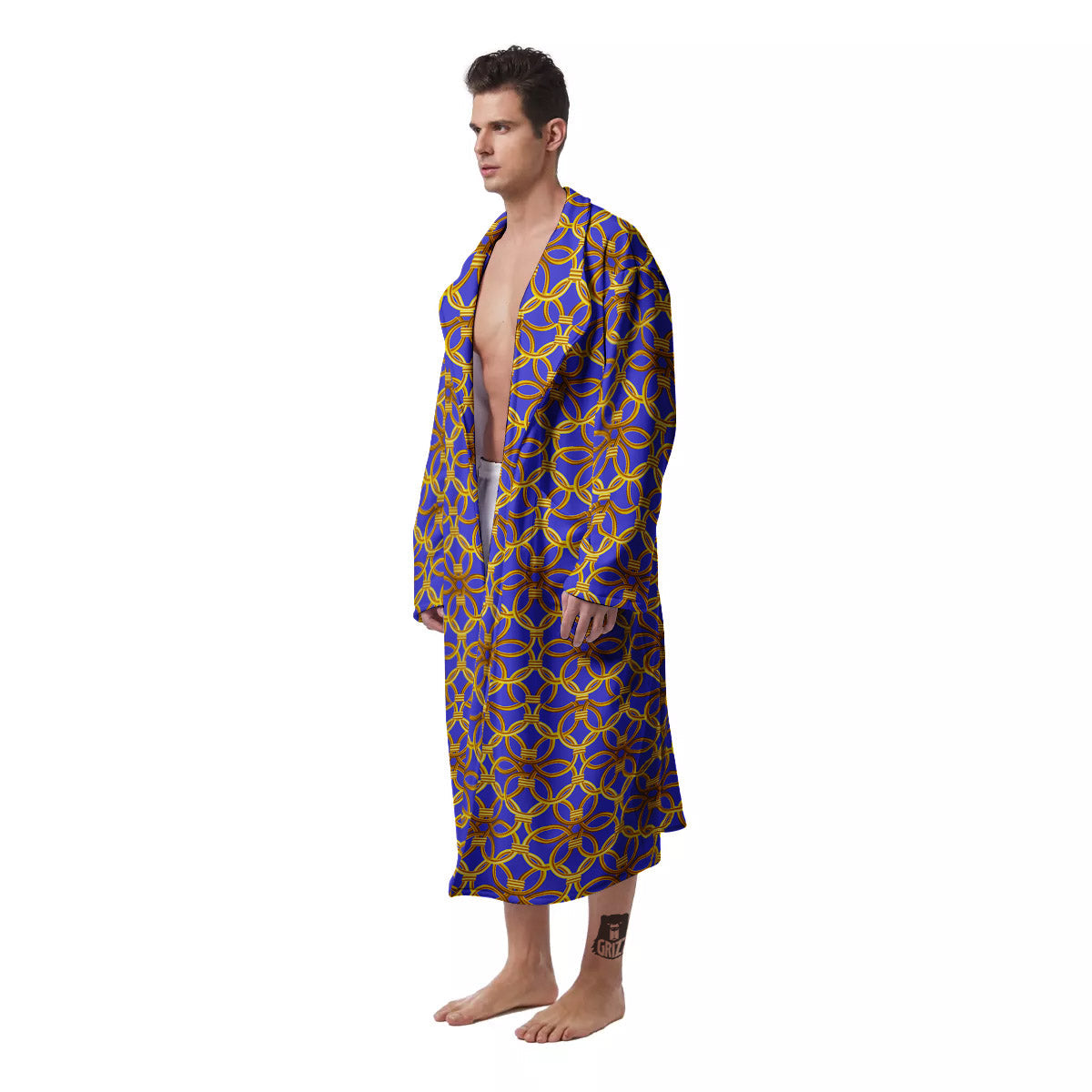 Chainmail Ring Print Pattern Men's Robe-grizzshop