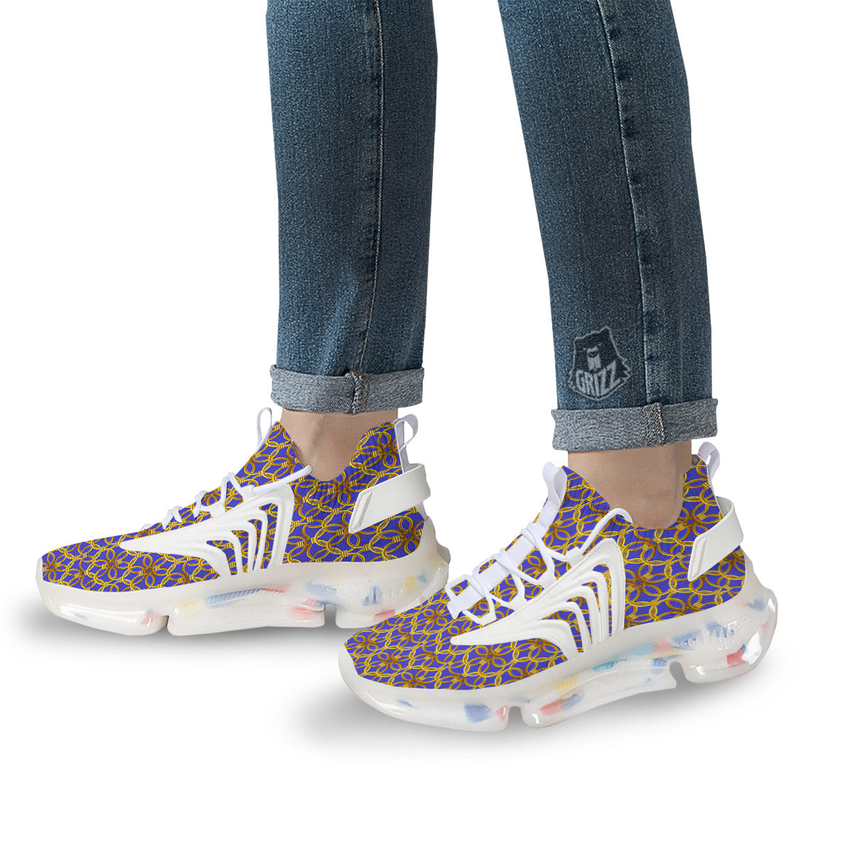 Chainmail Ring Print Pattern White Gym Shoes-grizzshop
