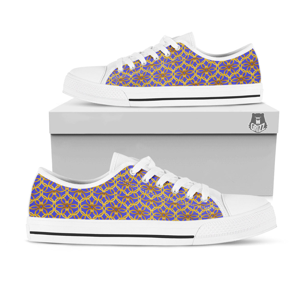 Chainmail Ring Print Pattern White Low Top Shoes-grizzshop