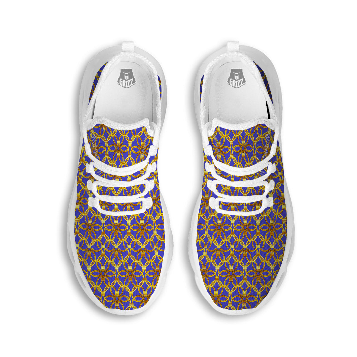 Chainmail Ring Print Pattern White Running Shoes-grizzshop
