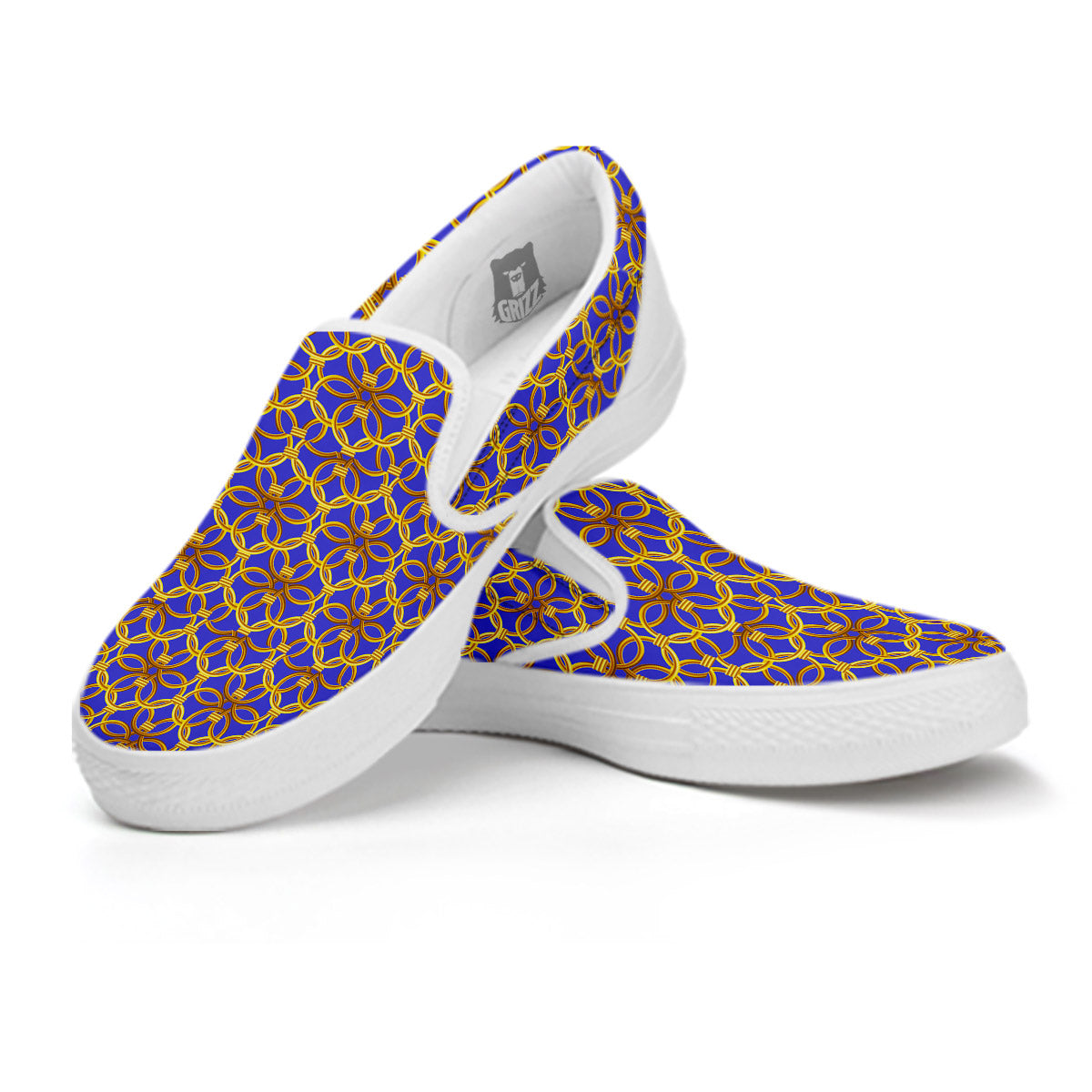 Chainmail Ring Print Pattern White Slip On Shoes-grizzshop