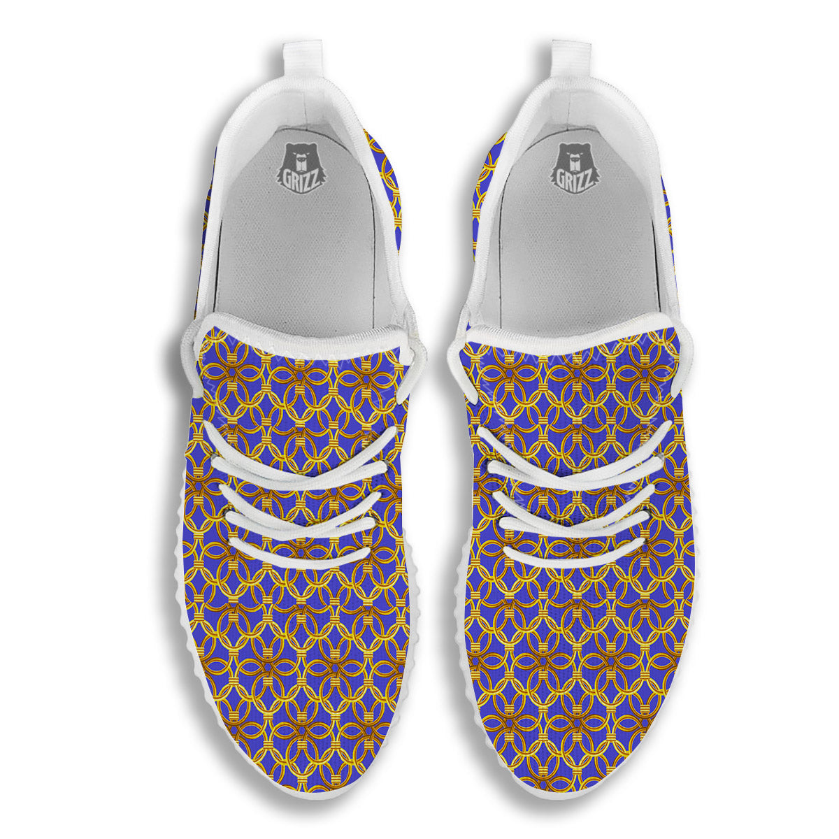 Chainmail Ring Print Pattern White Walking Shoes-grizzshop