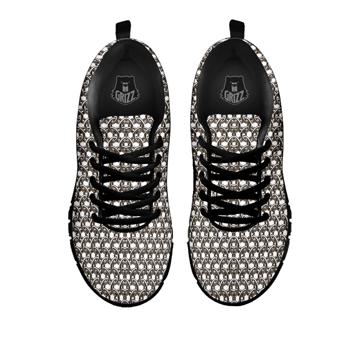 Chainmail Texture Print Black Sneaker-grizzshop