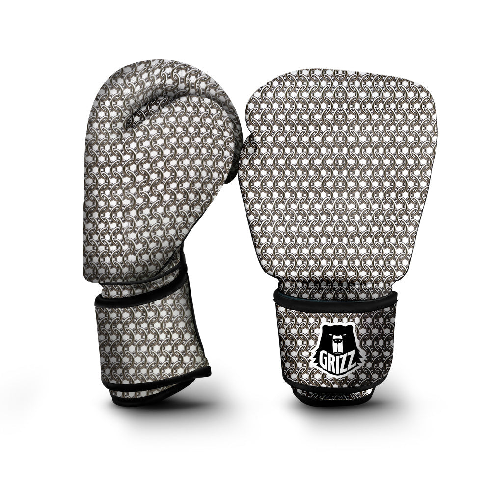 Chainmail Texture Print Boxing Gloves-grizzshop