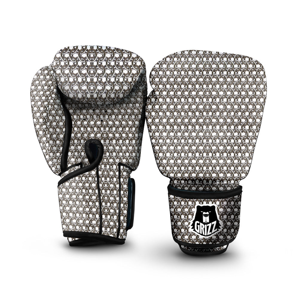 Chainmail Texture Print Boxing Gloves-grizzshop