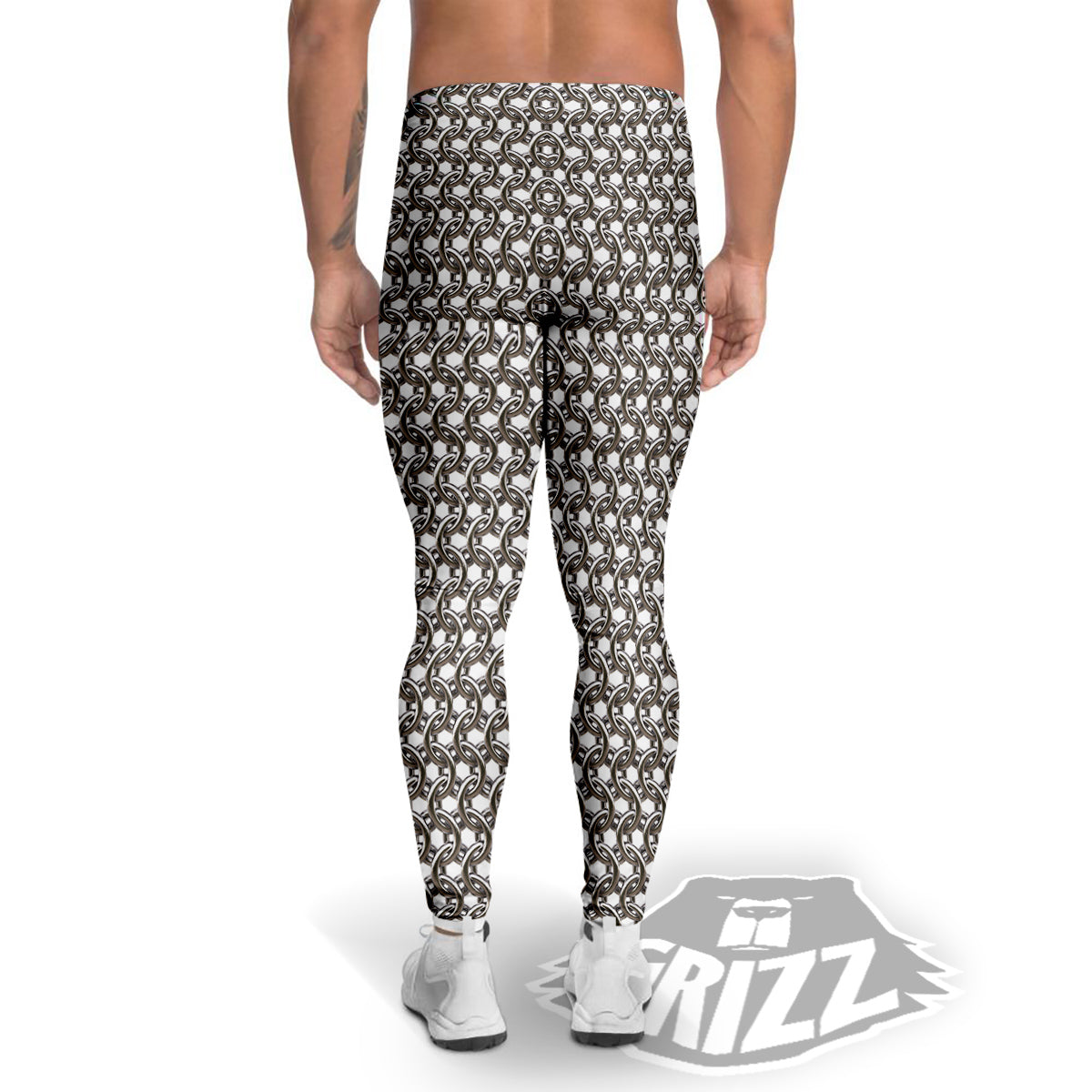Chainmail Texture Print Men's Leggings-grizzshop