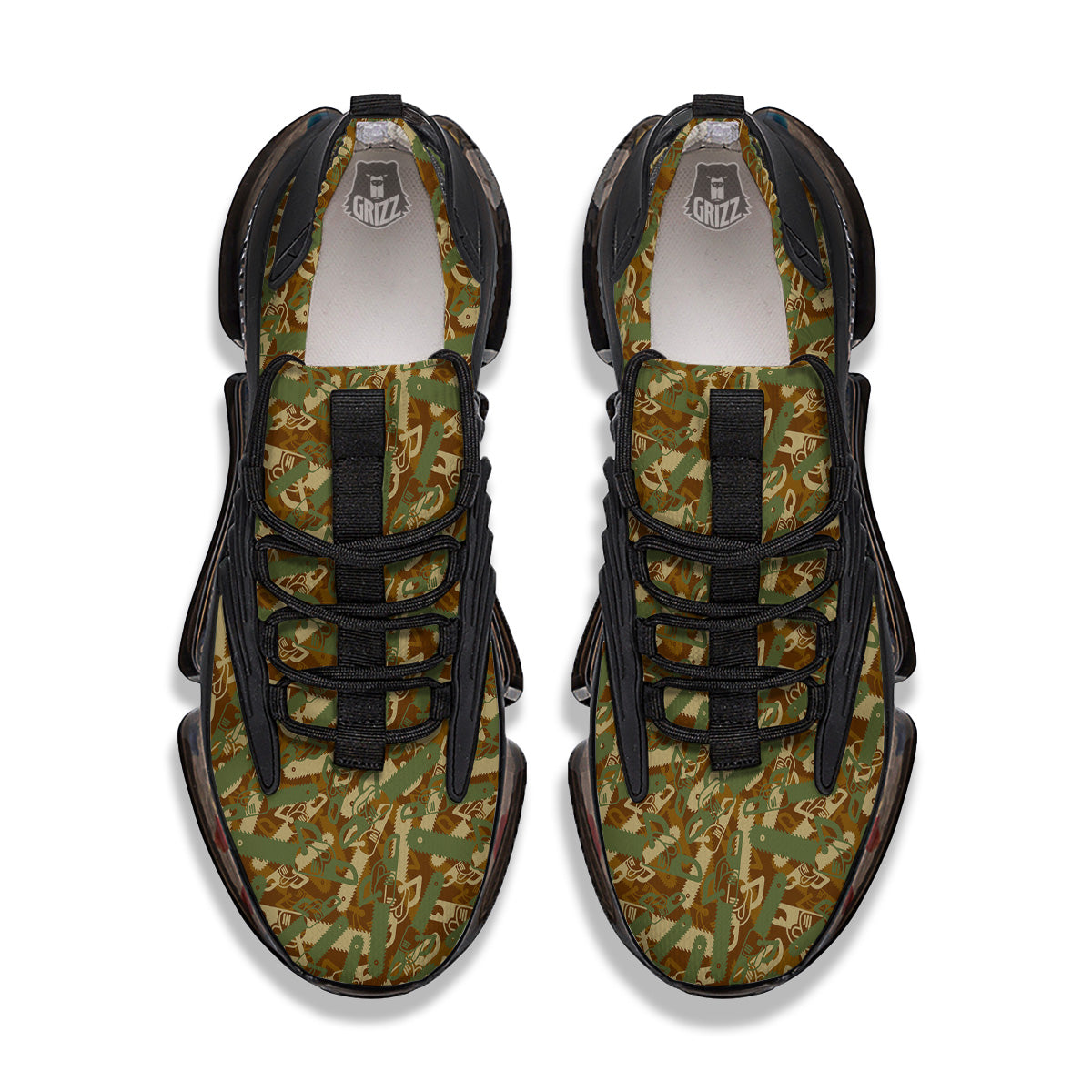 Chainsaw Camo Print Pattern Black Gym Shoes-grizzshop