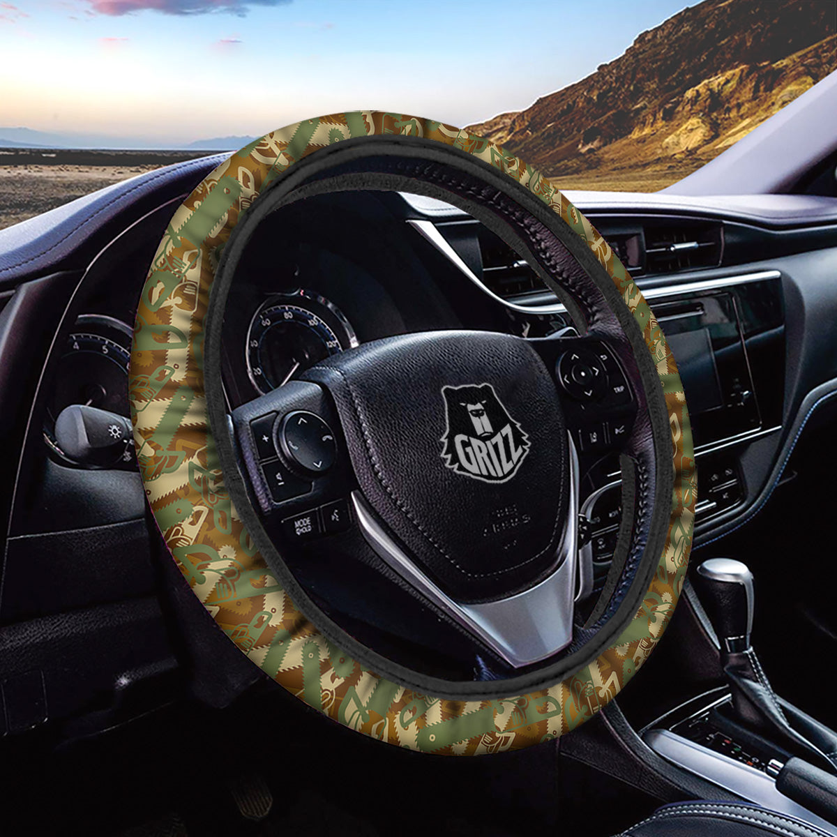 Chainsaw Camo Print Pattern Car Steering Wheel Cover-grizzshop