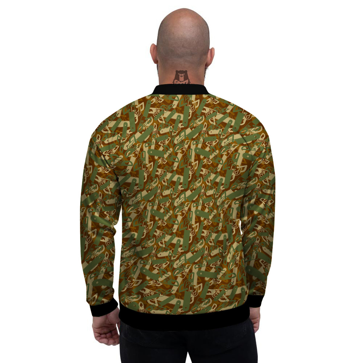Chainsaw Camo Print Pattern Men's Bomber Jacket-grizzshop