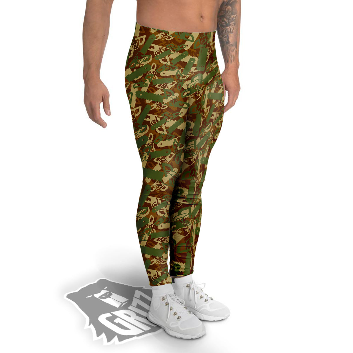 Chainsaw Camo Print Pattern Men's Leggings-grizzshop