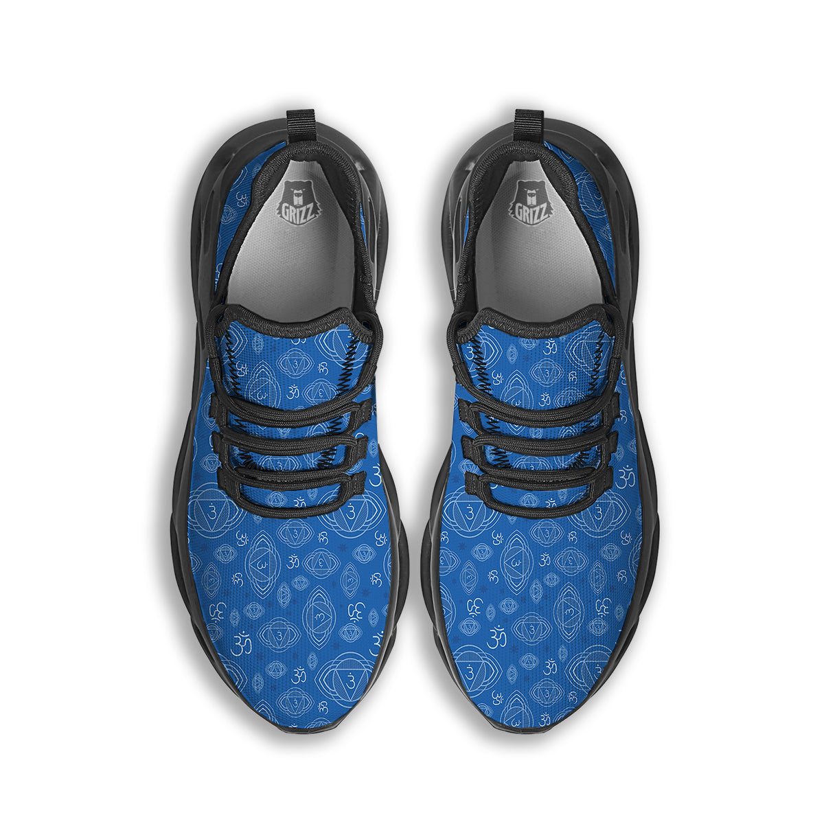 Chakra Ajna Print Pattern Black Running Shoes-grizzshop