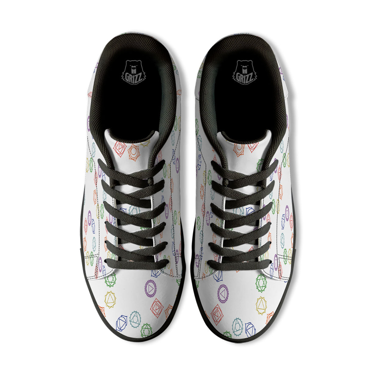 Chakra Manipura Print Pattern Black Low Top Sneakers-grizzshop