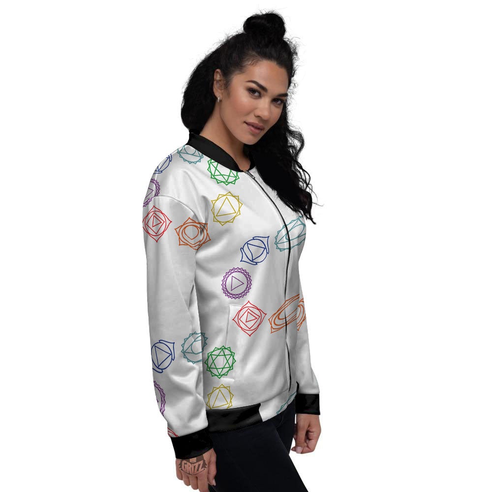 Chakra Manipura Print Pattern Women's Bomber Jacket-grizzshop