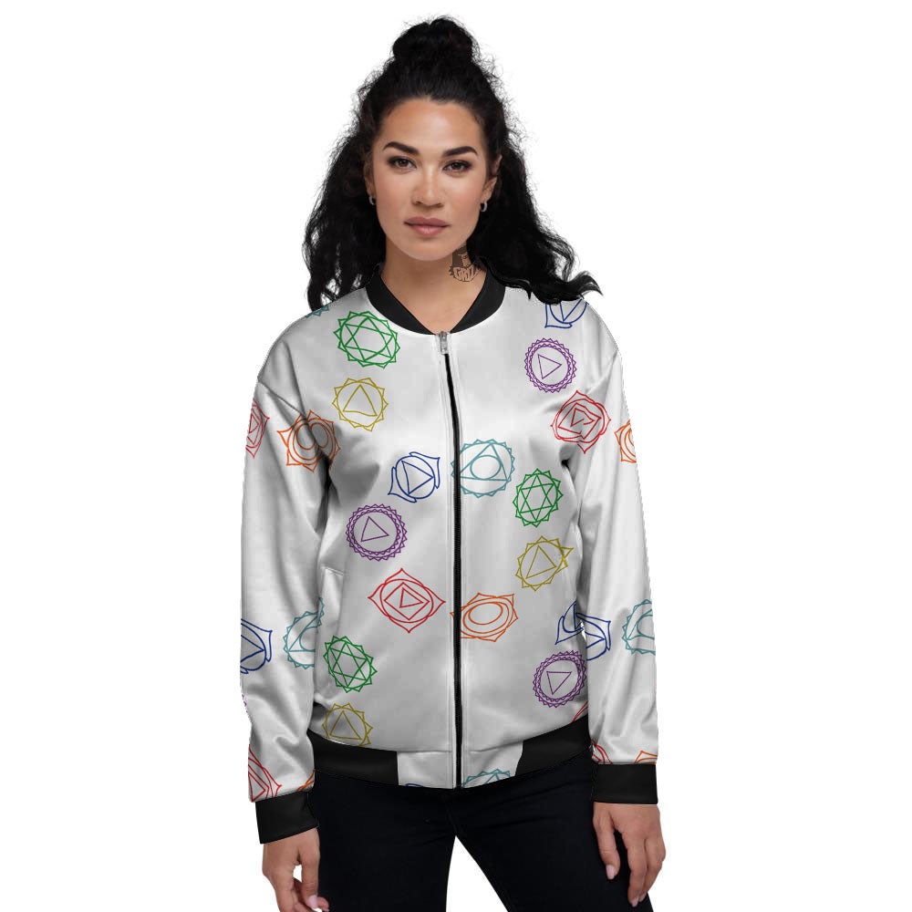 Chakra Manipura Print Pattern Women's Bomber Jacket-grizzshop