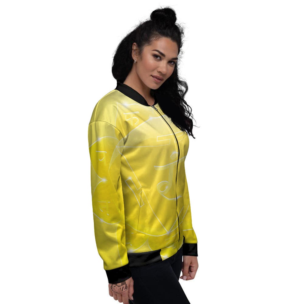 Chakra Manipura Spiritual Print Women's Bomber Jacket-grizzshop
