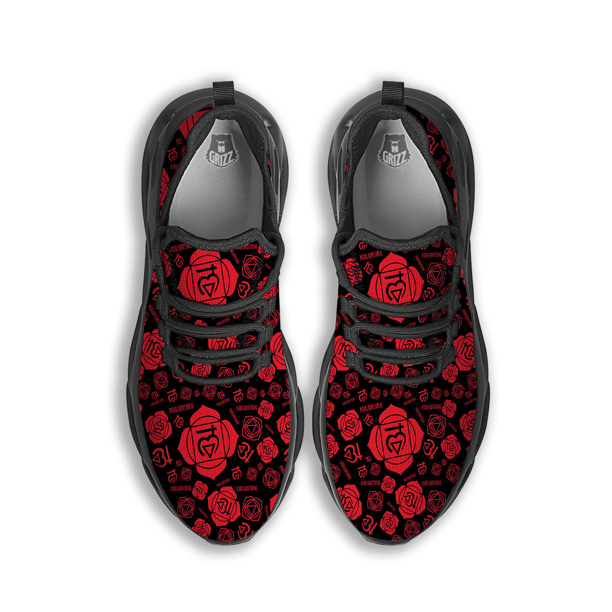 Chakra Muladhara Chakra Pattern Black Running Shoes-grizzshop