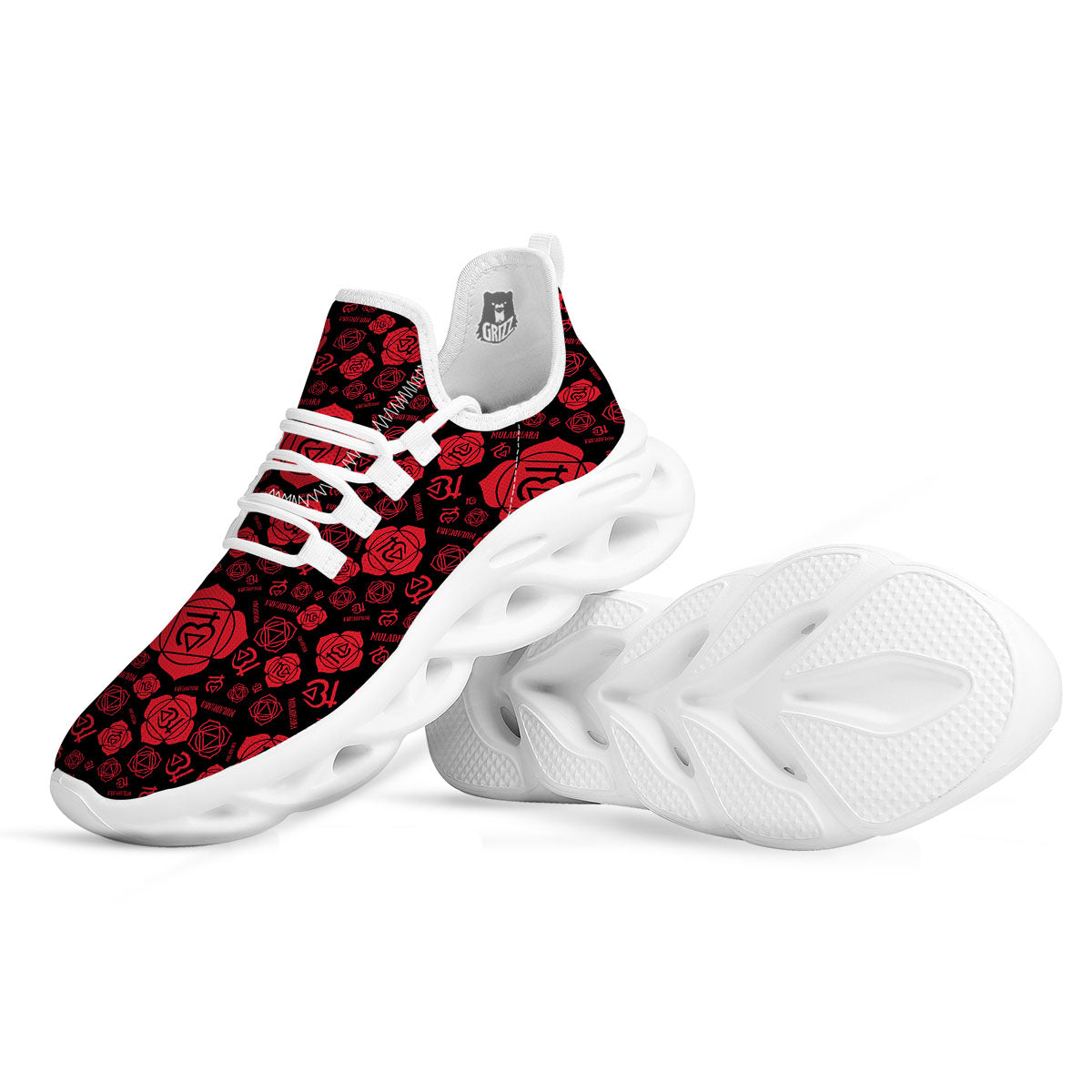 Chakra Muladhara Chakra Pattern White Running Shoes-grizzshop