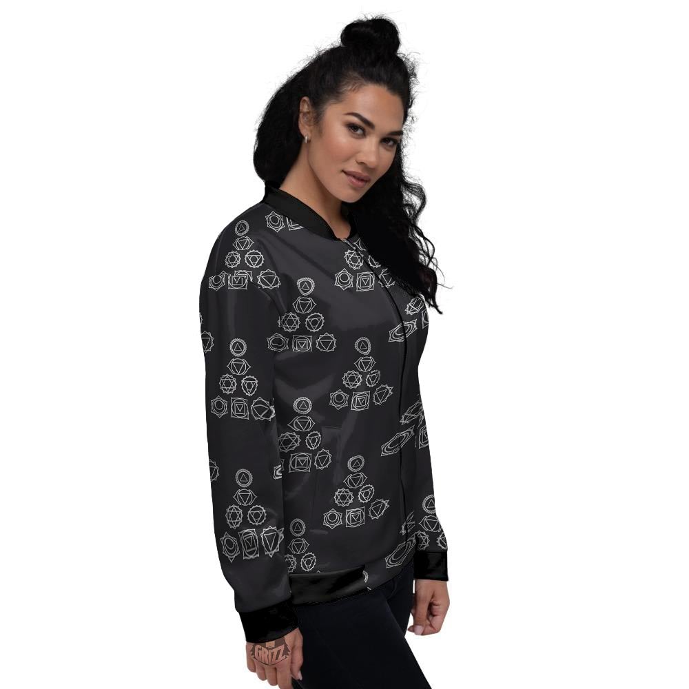 Chakra Sahasrara Print Pattern Women's Bomber Jacket-grizzshop