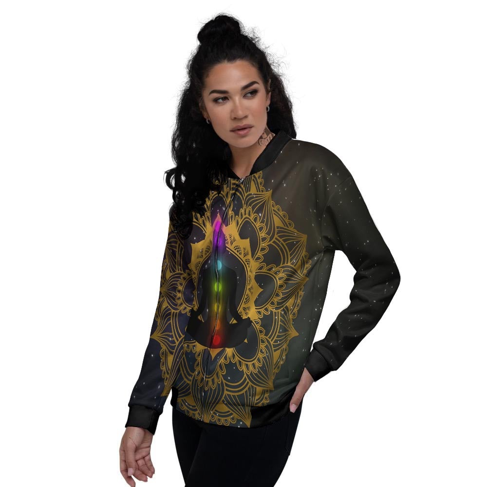 Chakras The Seven Print Women's Bomber Jacket-grizzshop