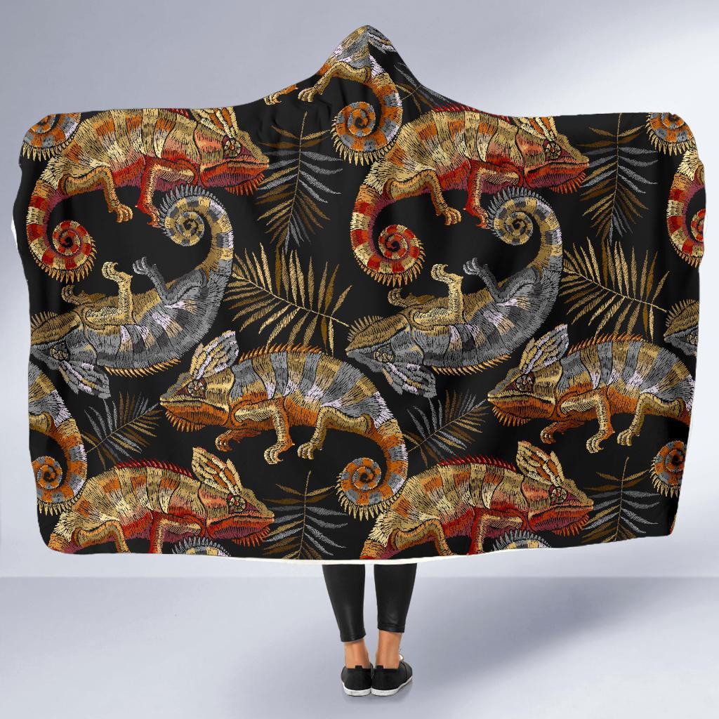 Chameleon Print Pattern Hooded Blanket-grizzshop