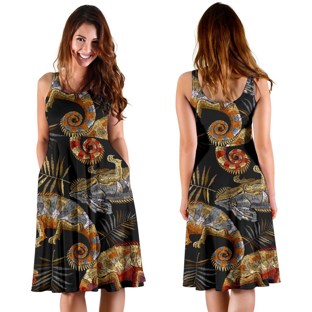 Chameleon Print Pattern Dress-grizzshop