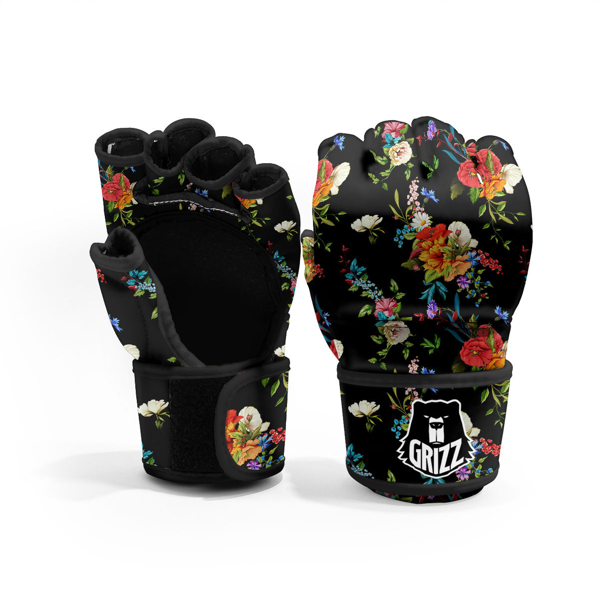 Chamomile And Poppy Print Pattern MMA Gloves-grizzshop