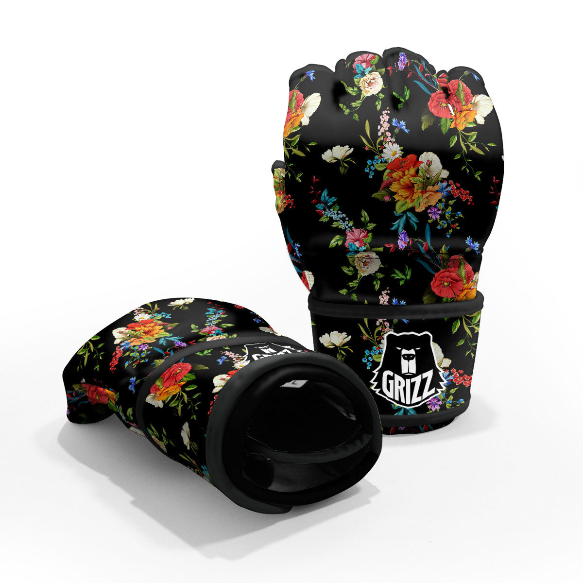 Chamomile And Poppy Print Pattern MMA Gloves-grizzshop