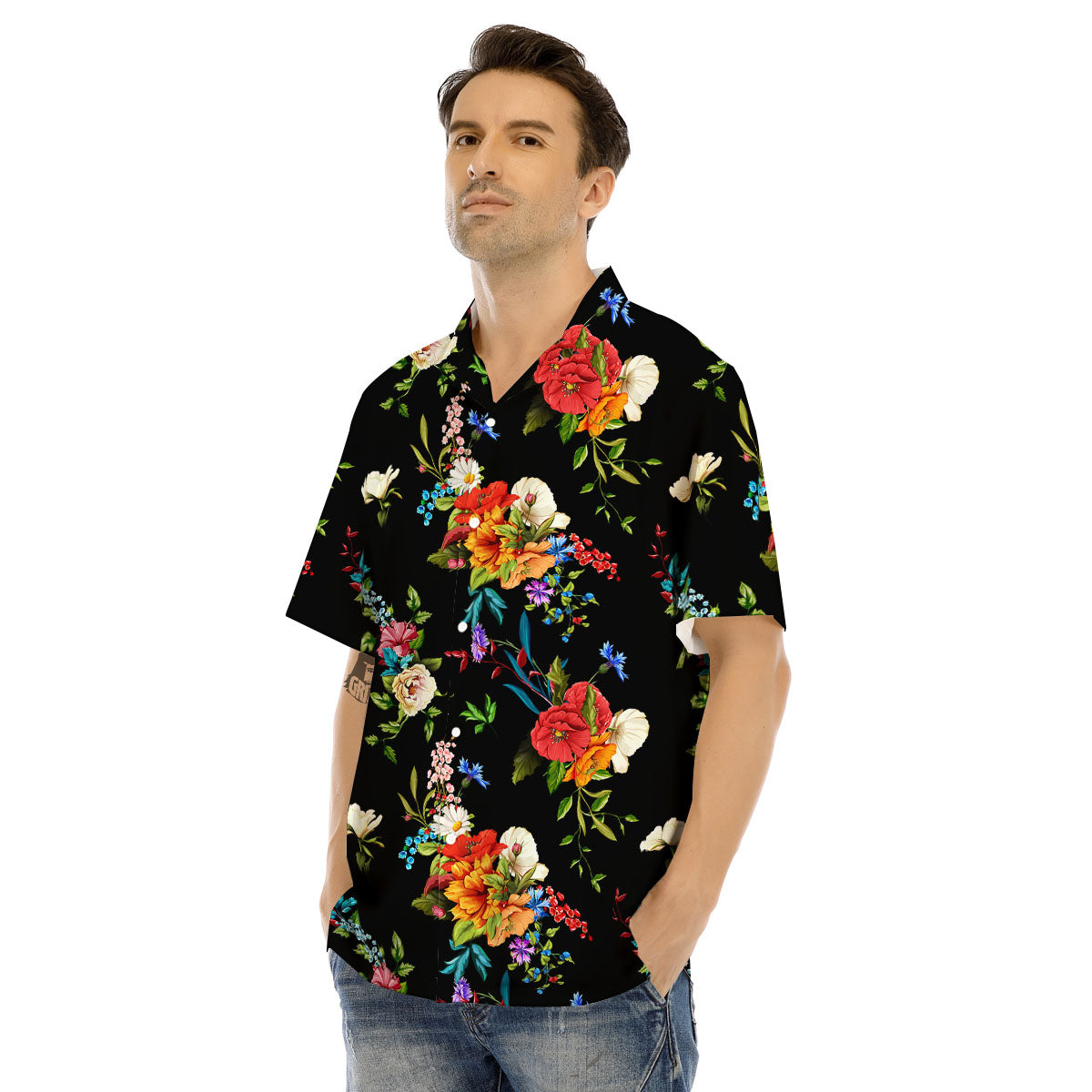 Chamomile And Poppy Print Pattern Men's Hawaiian Shirt-grizzshop