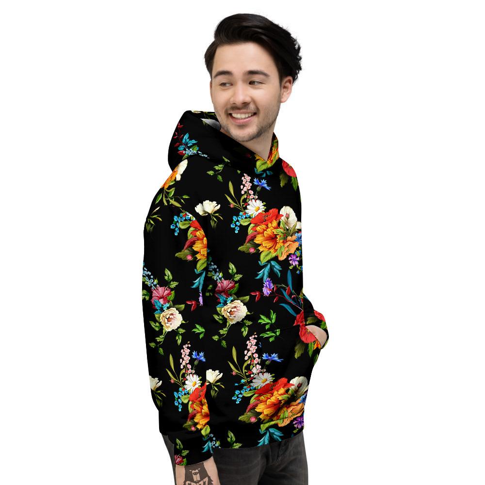 Chamomile And Poppy Print Pattern Men's Hoodie-grizzshop
