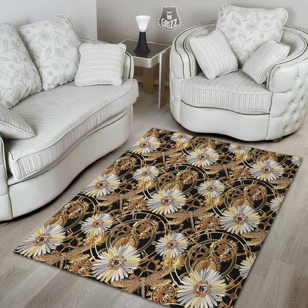 Chamomile Steampunk Print Pattern Floor Mat-grizzshop