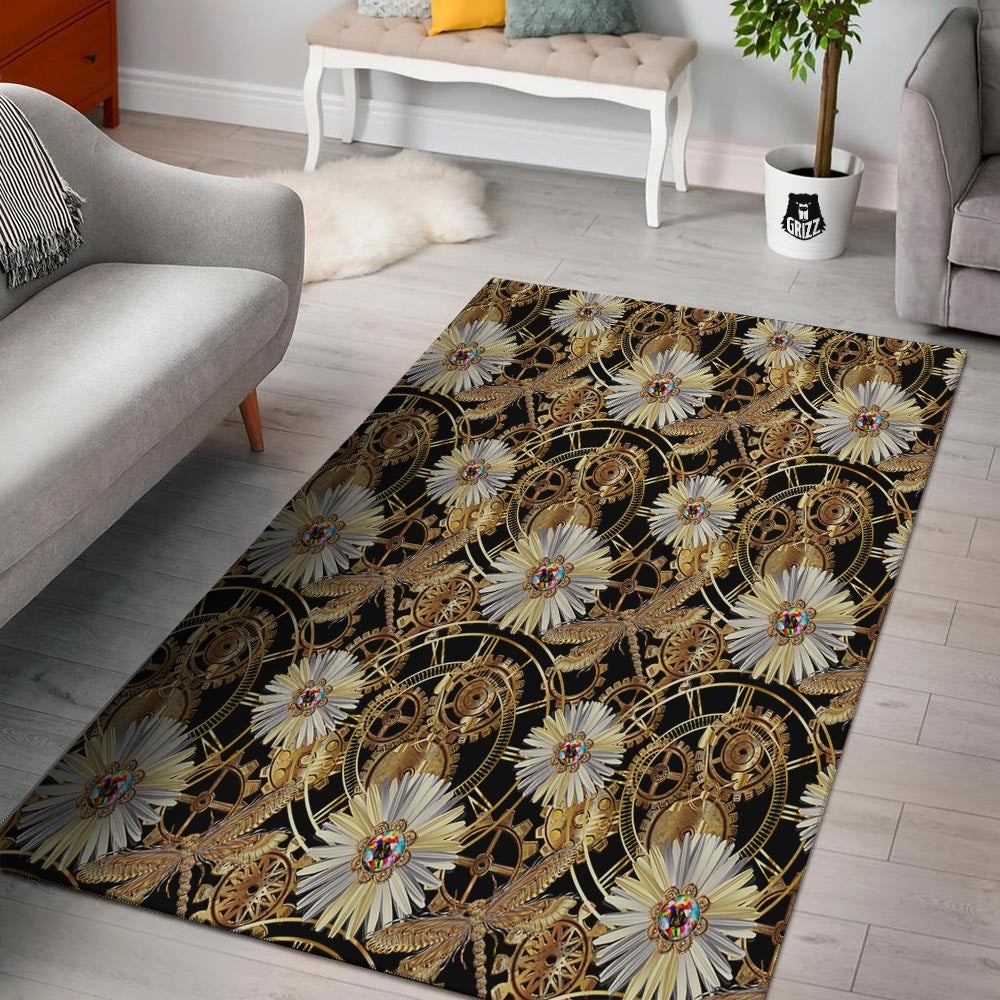 Chamomile Steampunk Print Pattern Floor Mat-grizzshop