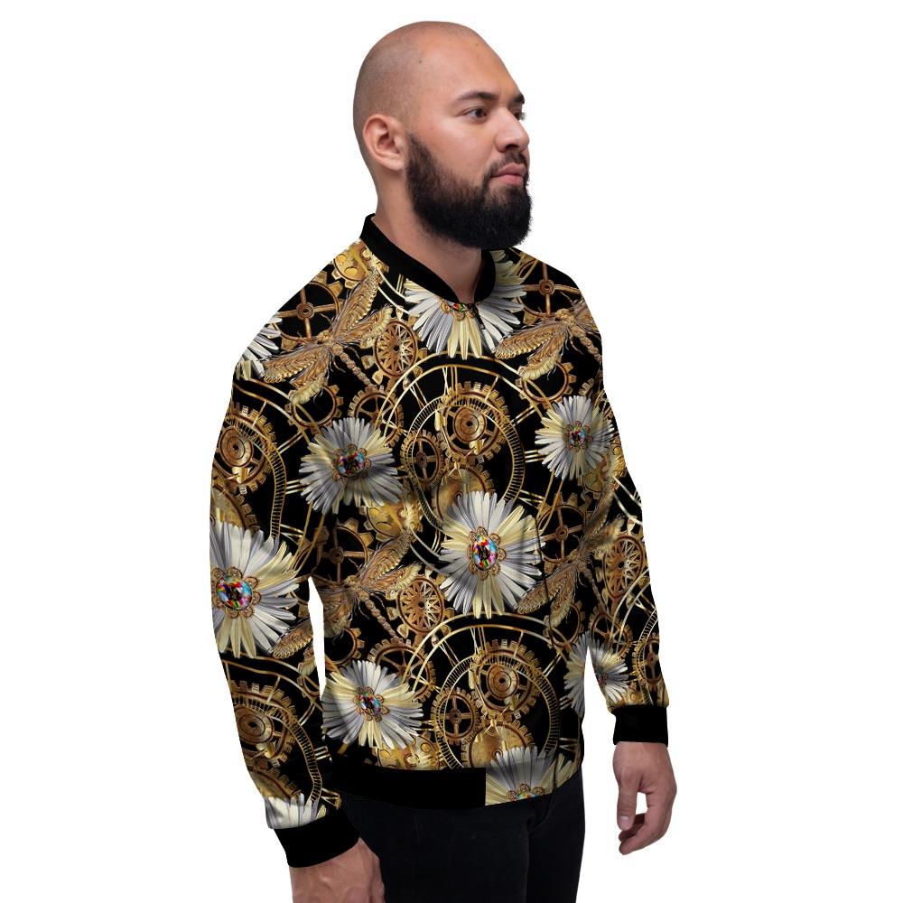 Chamomile Steampunk Print Pattern Men's Bomber Jacket-grizzshop