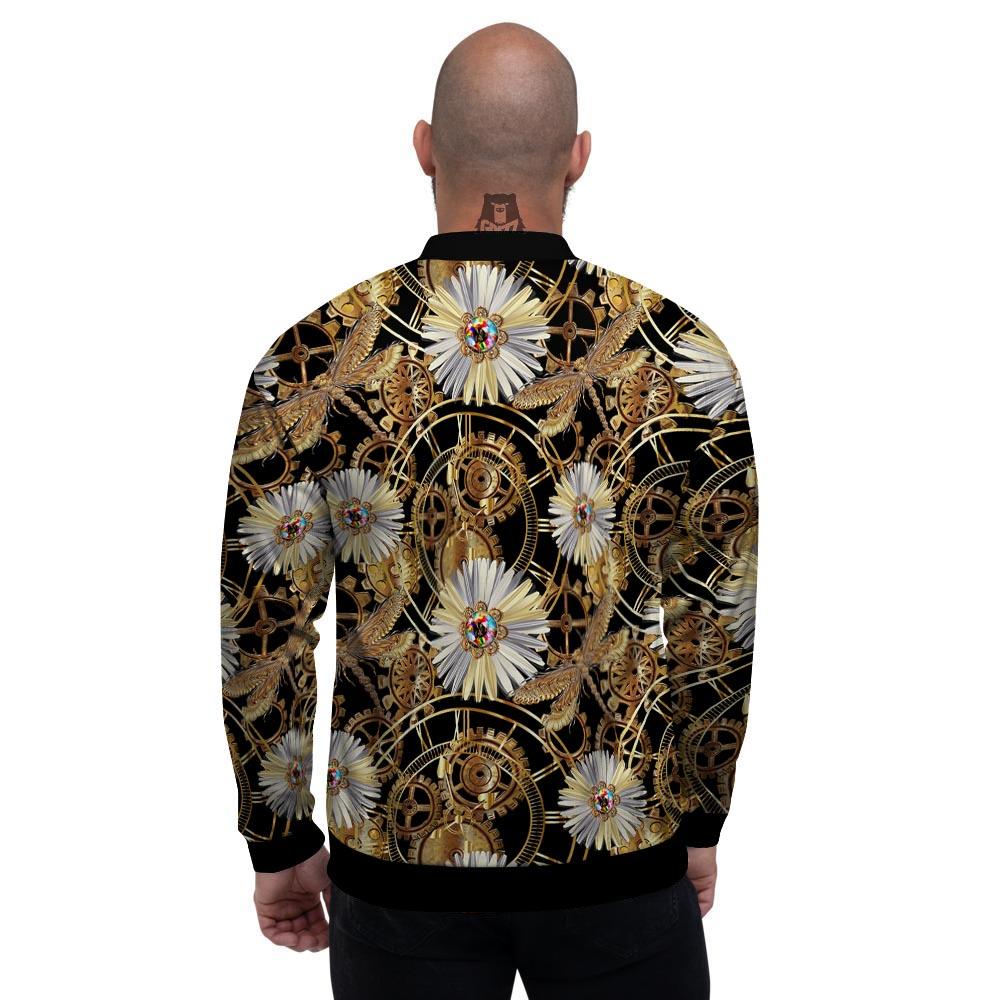Chamomile Steampunk Print Pattern Men's Bomber Jacket-grizzshop