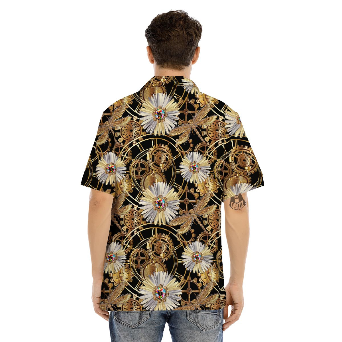 Chamomile Steampunk Print Pattern Men's Hawaiian Shirt-grizzshop