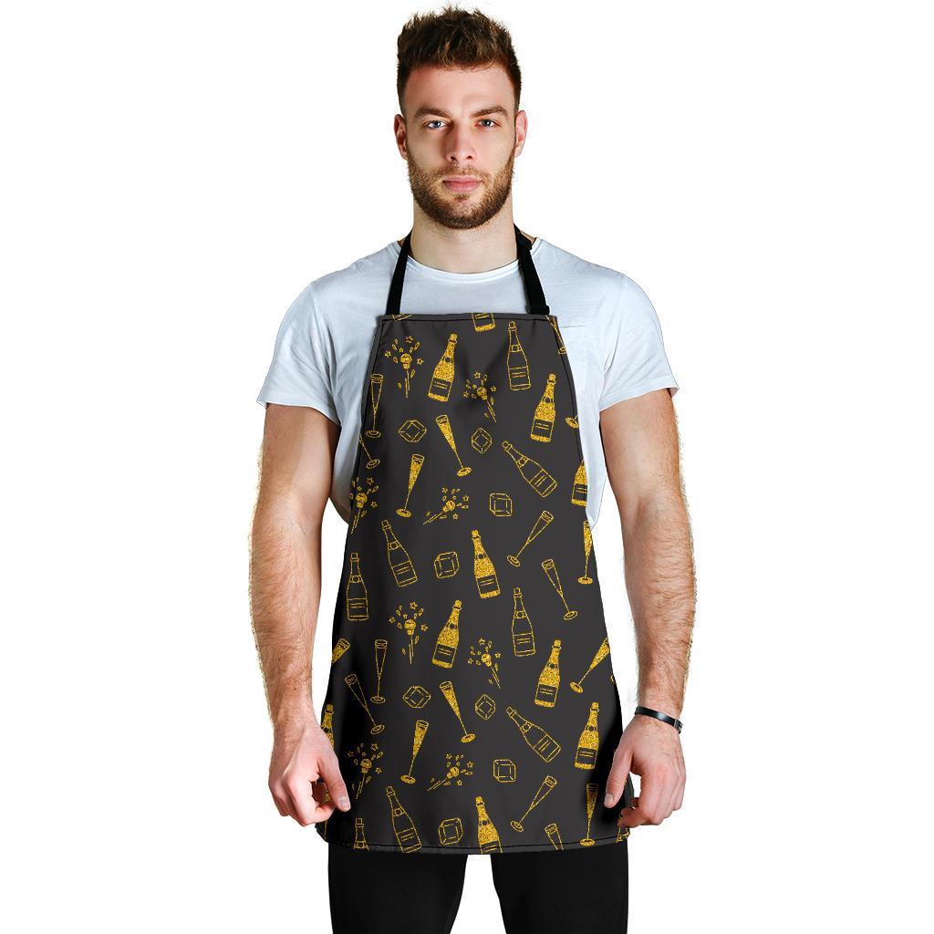 Champagne Gold Glitter Pattern Print Men's Apron-grizzshop