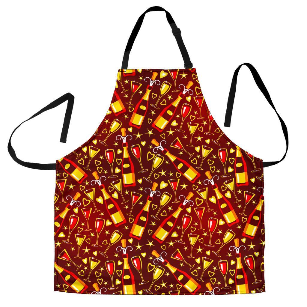 Champagne Pattern Print Men's Apron-grizzshop