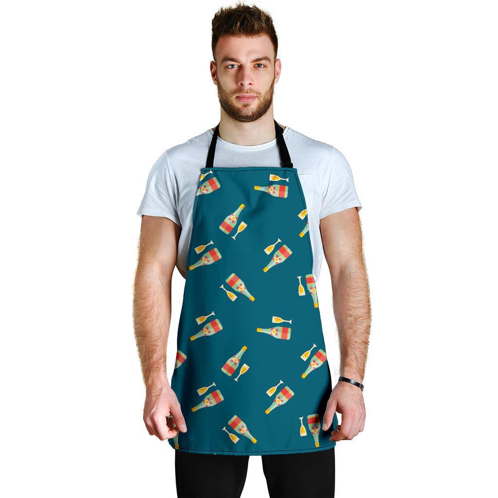 Champagne Print Pattern Men's Apron-grizzshop
