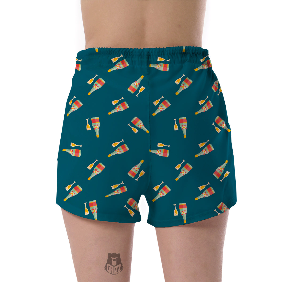 Champagne Print Pattern Women's Shorts-grizzshop