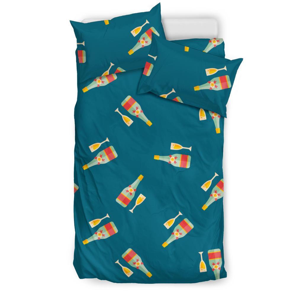 Champagne Print Pattern Duvet Cover Bedding Set-grizzshop