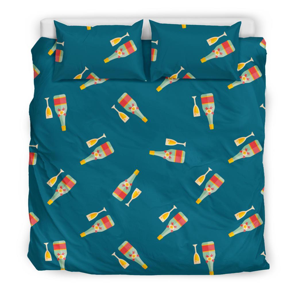 Champagne Print Pattern Duvet Cover Bedding Set-grizzshop