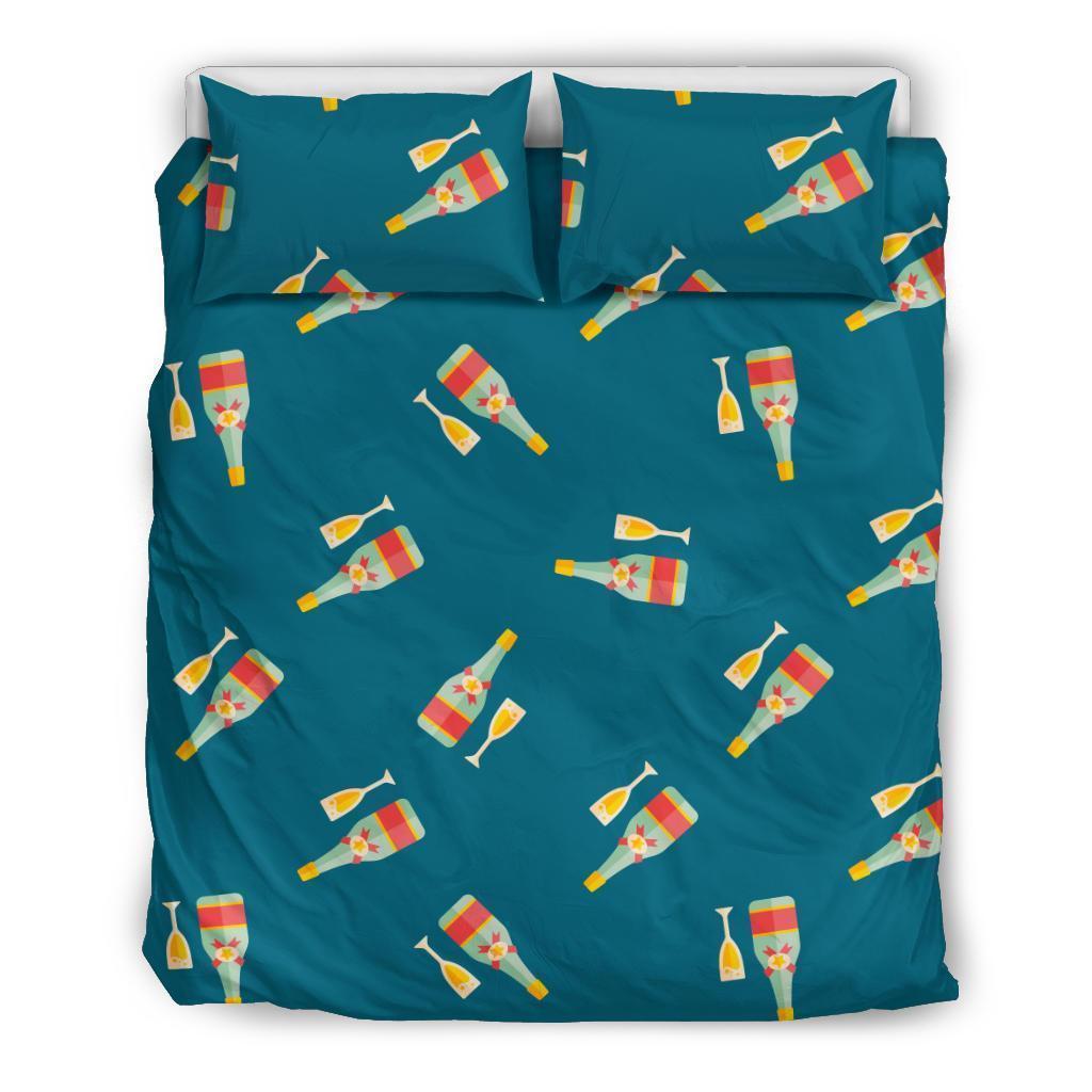 Champagne Print Pattern Duvet Cover Bedding Set-grizzshop