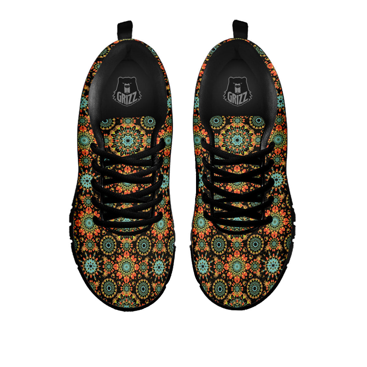 Chaotic Boho Print Pattern Black Sneaker-grizzshop