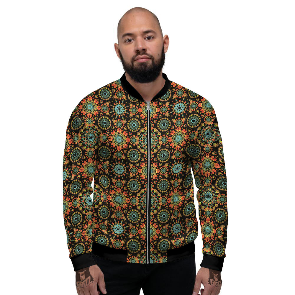 Chaotic Boho Print Pattern Men's Bomber Jacket-grizzshop