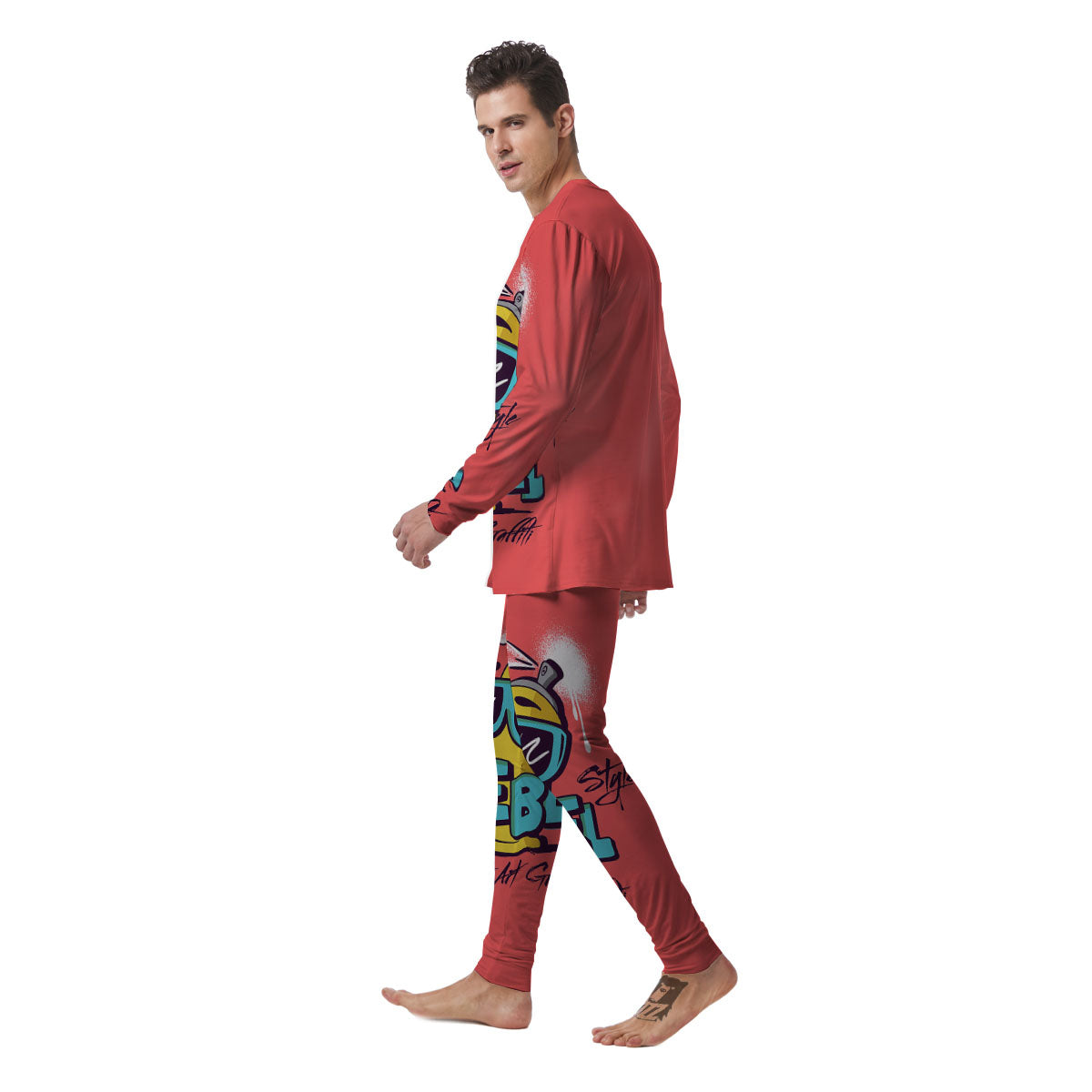 Characters Graffiti Cartoon Print Men's Pajamas-grizzshop