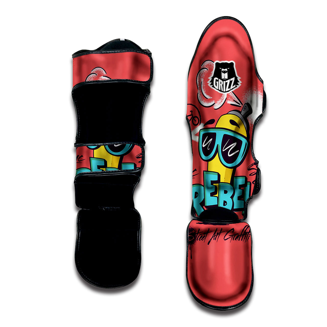 Characters Graffiti Cartoon Print Muay Thai Shin Guards-grizzshop