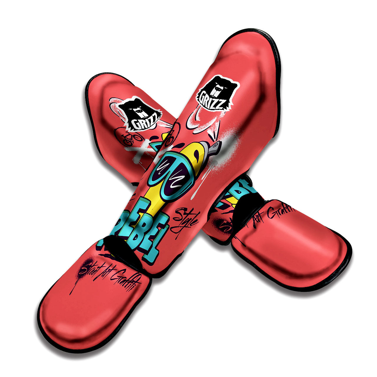 Characters Graffiti Cartoon Print Muay Thai Shin Guards-grizzshop