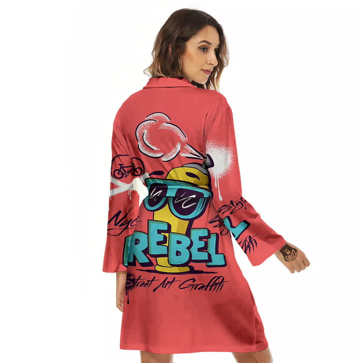Characters Graffiti Cartoon Print Women's Robe-grizzshop