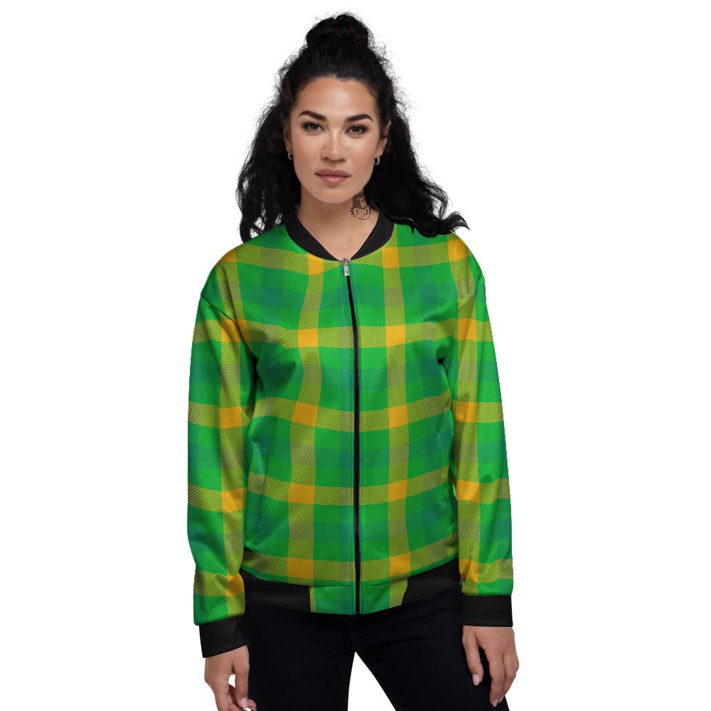 Check Irish Buffalo Print Pattern Women's Bomber Jacket-grizzshop