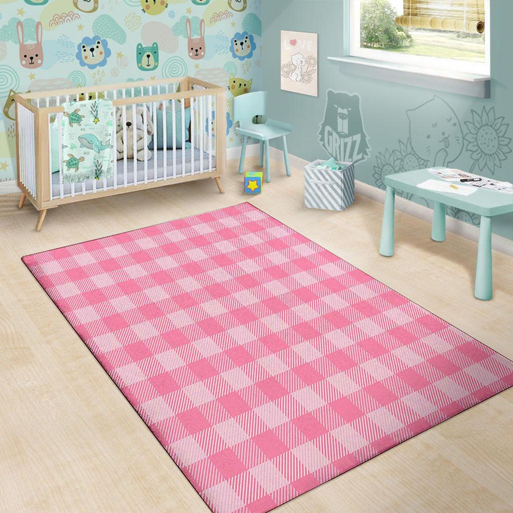 Check Pink Print Pattern Floor Mat-grizzshop